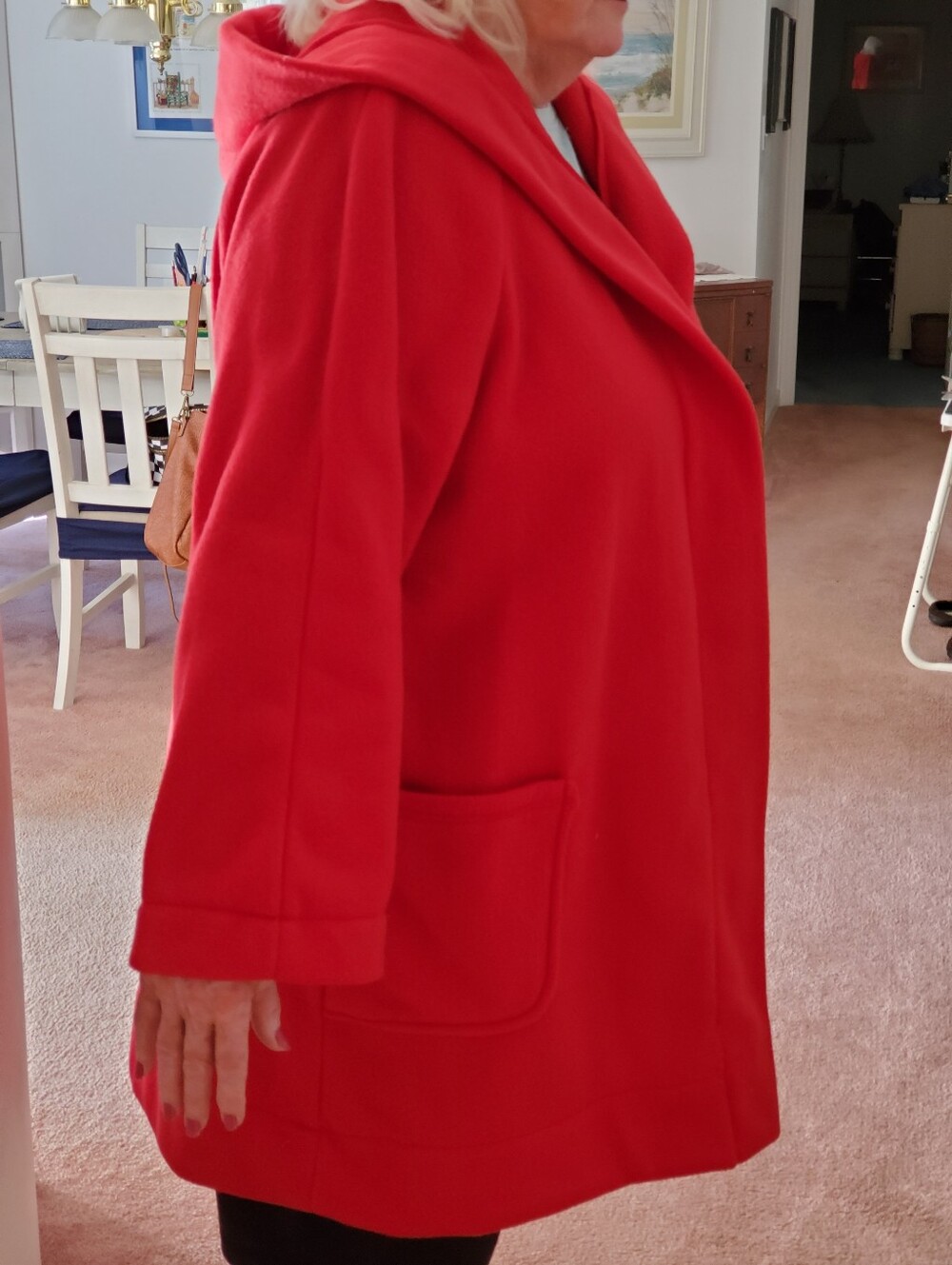 Handmade Red Fleece Jacket With Hood Plus Size 1X 2X
